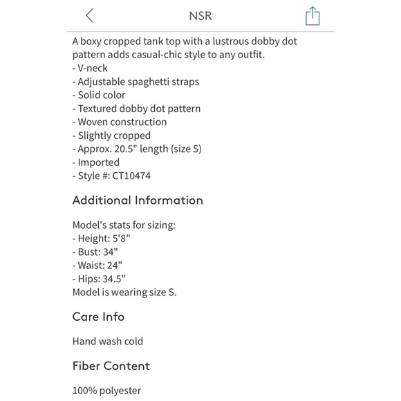 NSR - Lisa Dotted Crop Tank Top 🩷 L1-15 - Picture 3 of 12